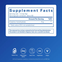 Creatine monohydrate powder scoop showing 5 g per serving