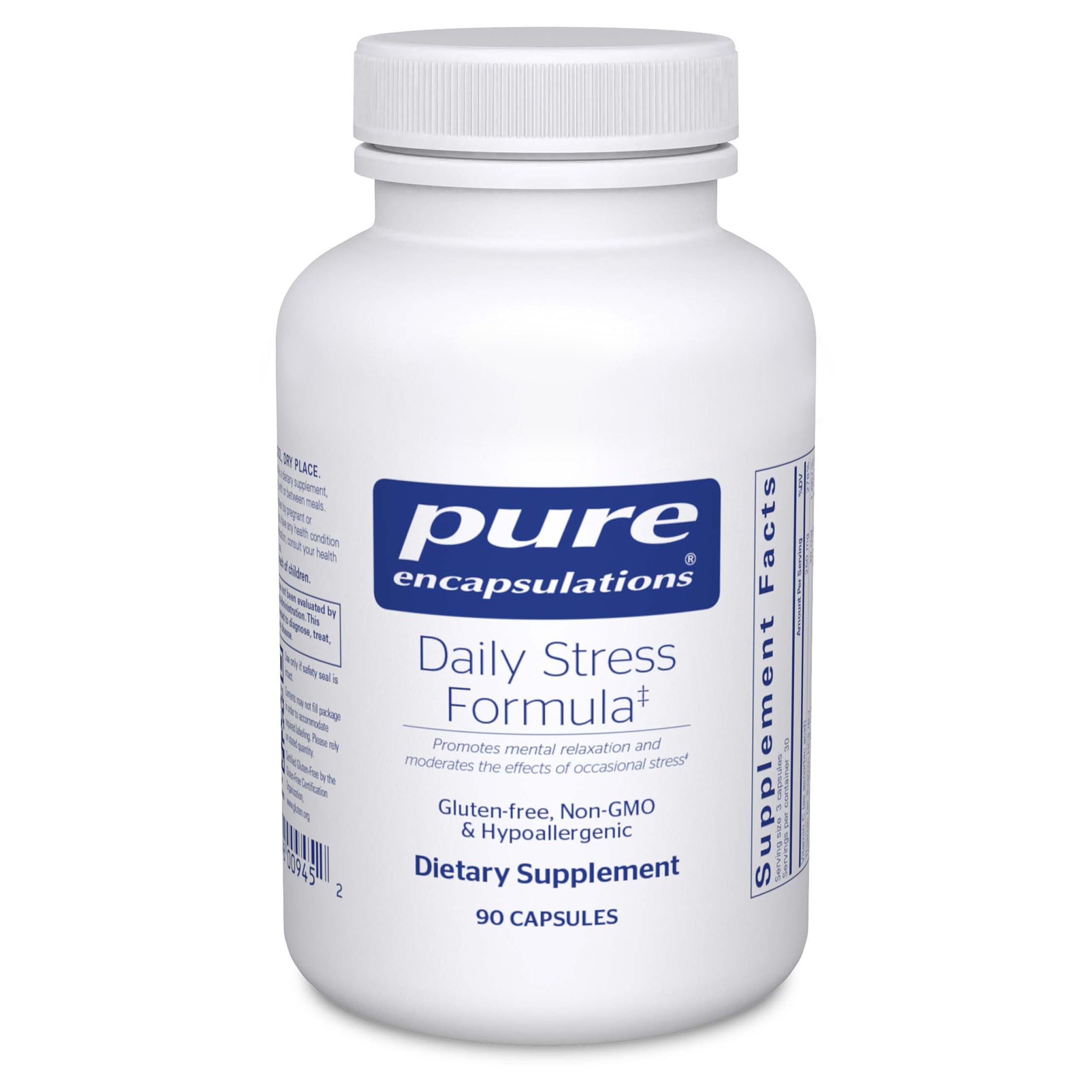 Bottle of Pure Encapsulations Daily Stress Formula 90 capsules