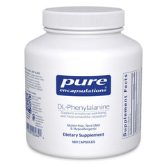 Bottle of Pure Encapsulations DL-Phenylalanine 180 capsules
