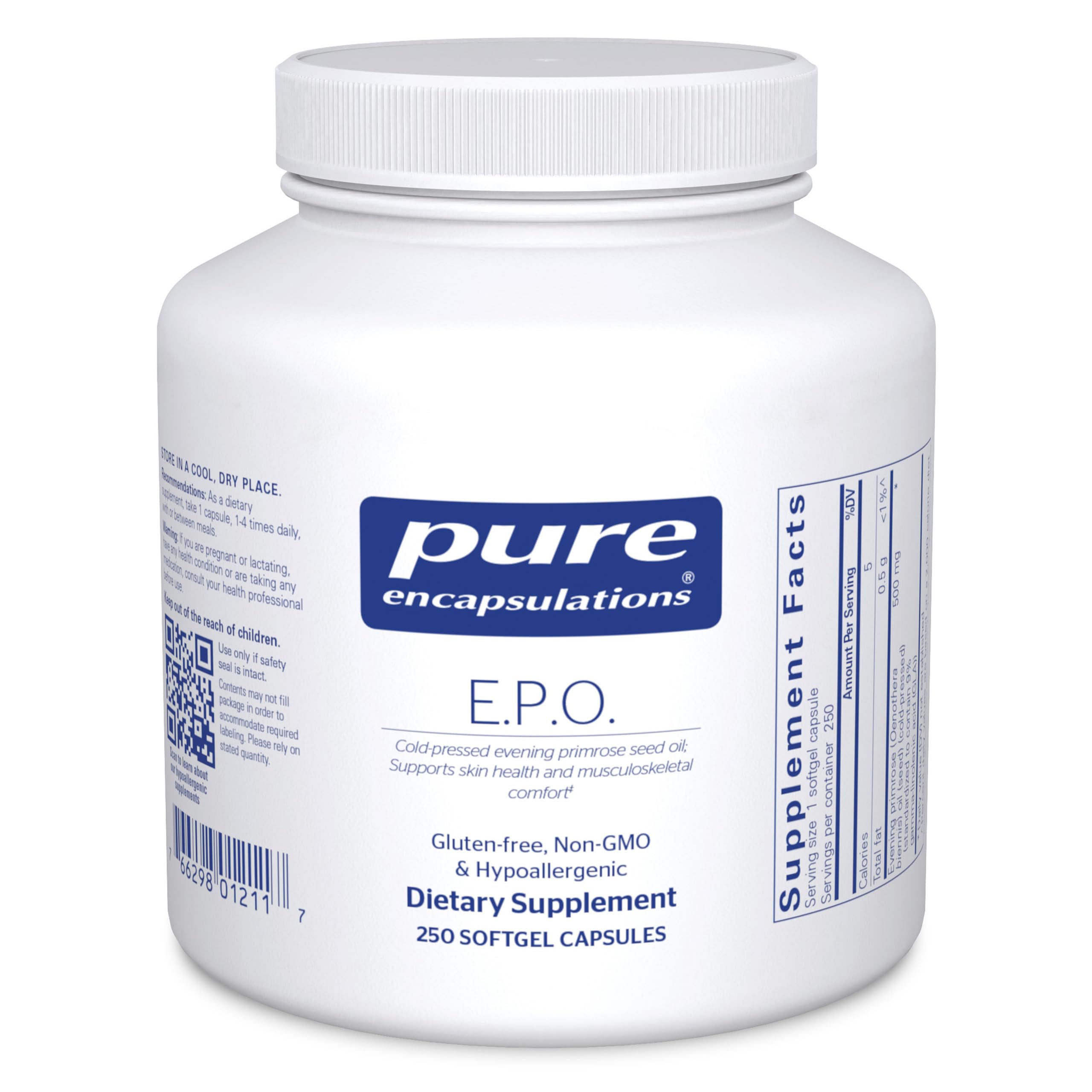 Pure Encapsulations E.P.O bottle ready for daily use supporting skin and overall wellness