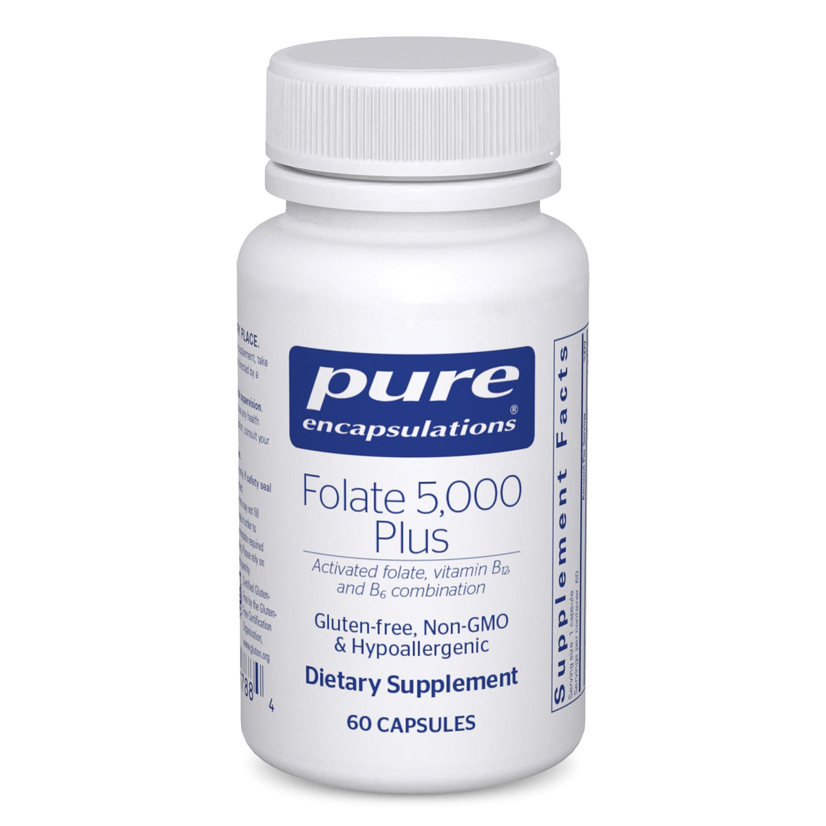 Bottle of Pure Encapsulations Folate 5,000 Plus front view