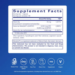 Close-up of product label on Folate 5,000 Plus bottle