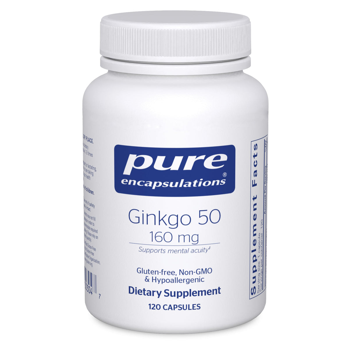 Pure Encapsulations Ginkgo 50-160 mg bottle front view on white background