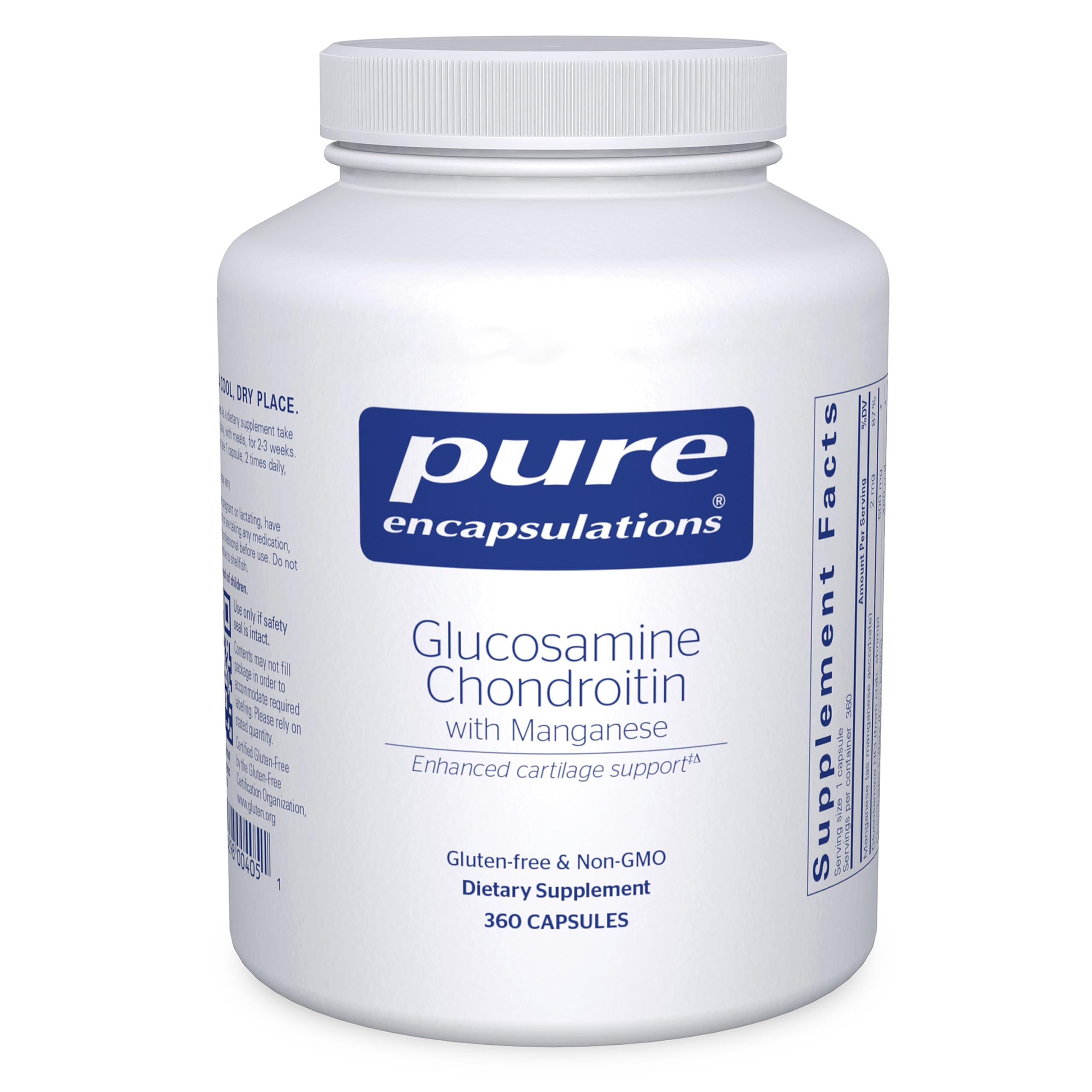 Bottle of Pure Encapsulations Glucosamine Chondroitin with Manganese 360 capsules