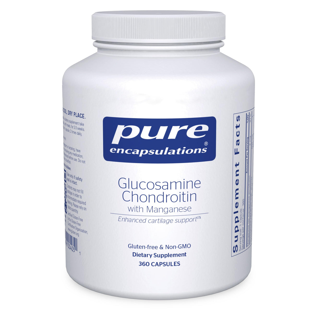 Bottle of Pure Encapsulations Glucosamine Chondroitin with Manganese 360 capsules