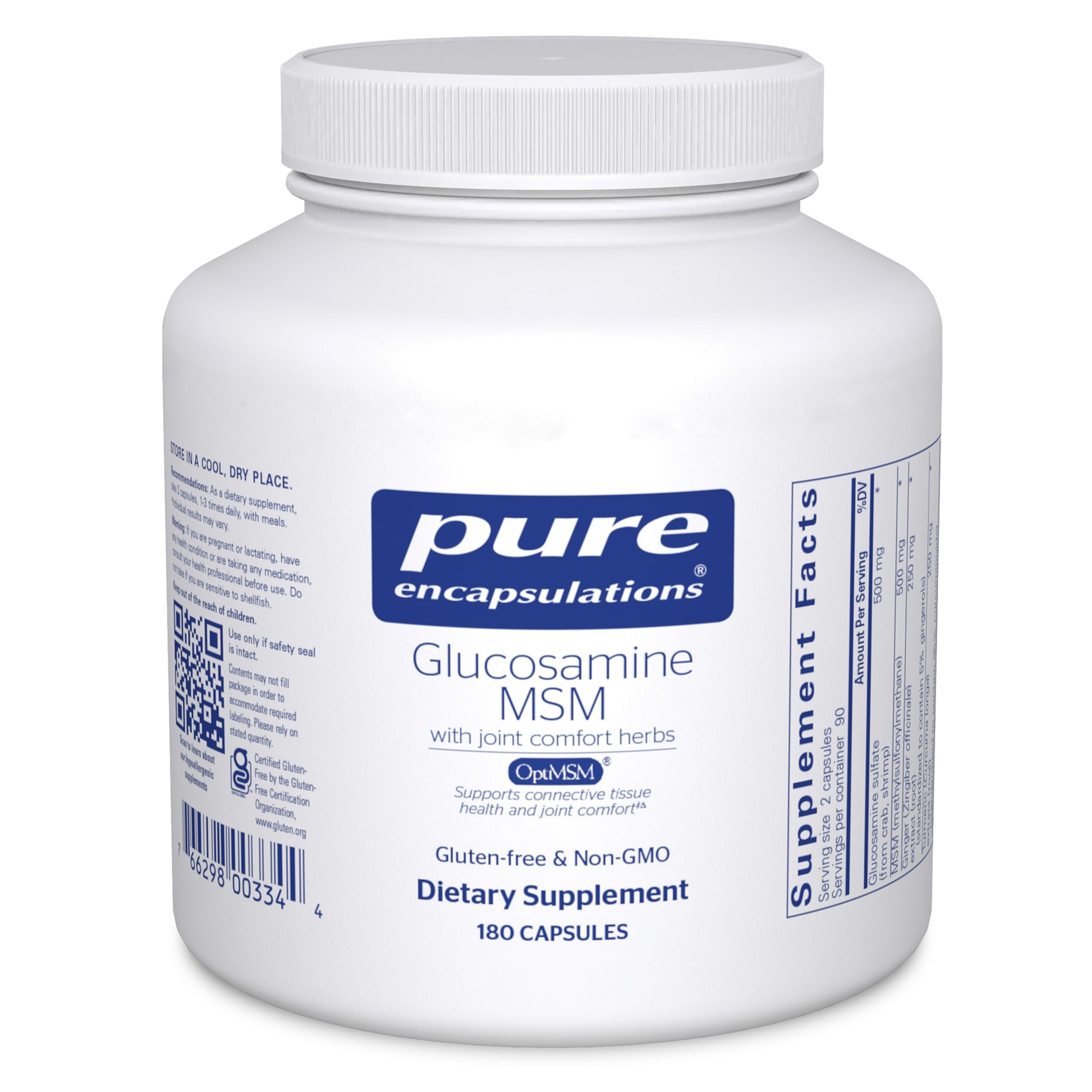 Bottle of Pure Encapsulations Glucosamine MSM — 180 capsules