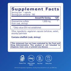 Close-up of Pure Encapsulations Glucosamine Sulfate 1,000 mg label