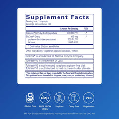Close-up of Gluten/Dairy Digest bottle label
