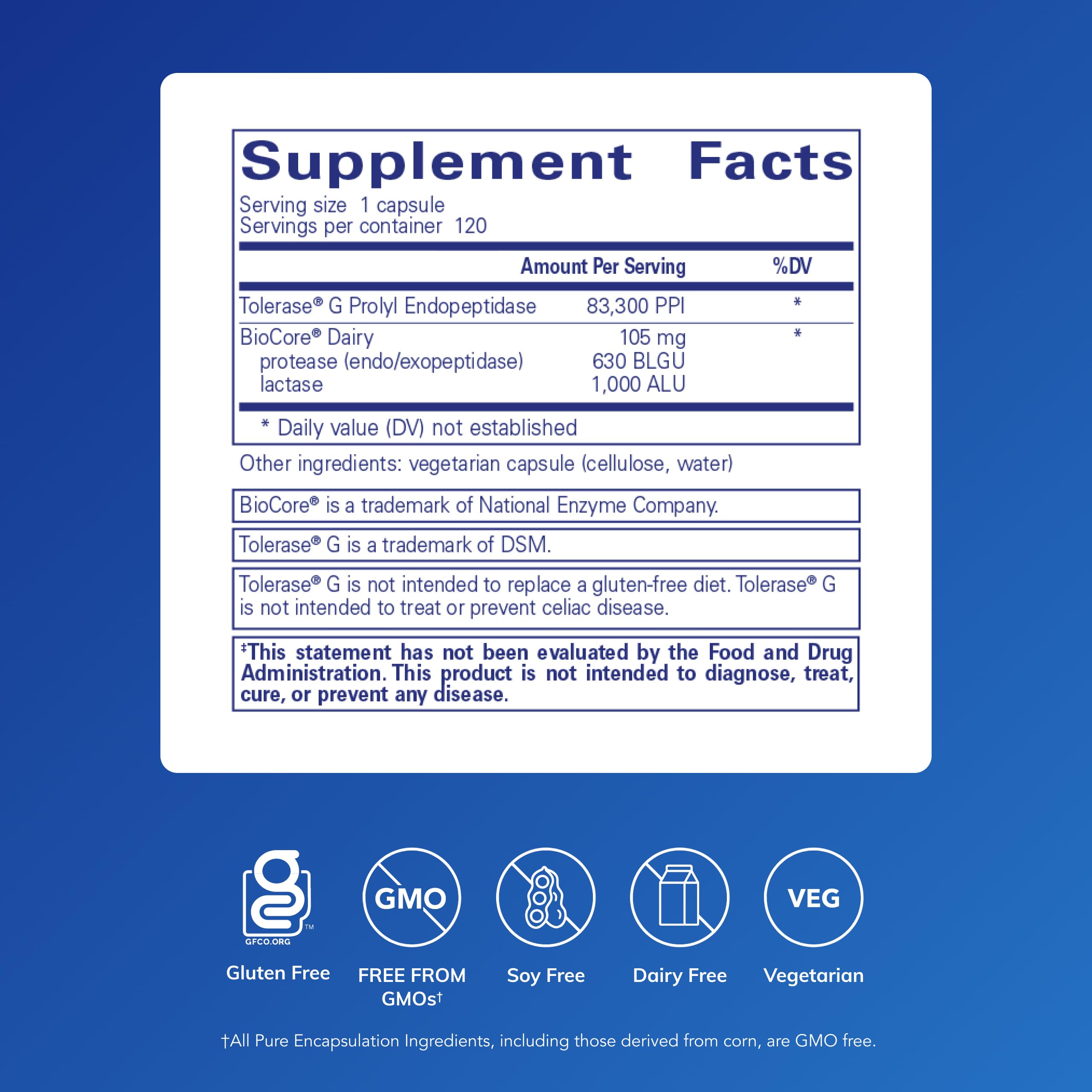 Pure Encapsulations Gluten/Dairy Digest capsules for convenient daily digestion support.
