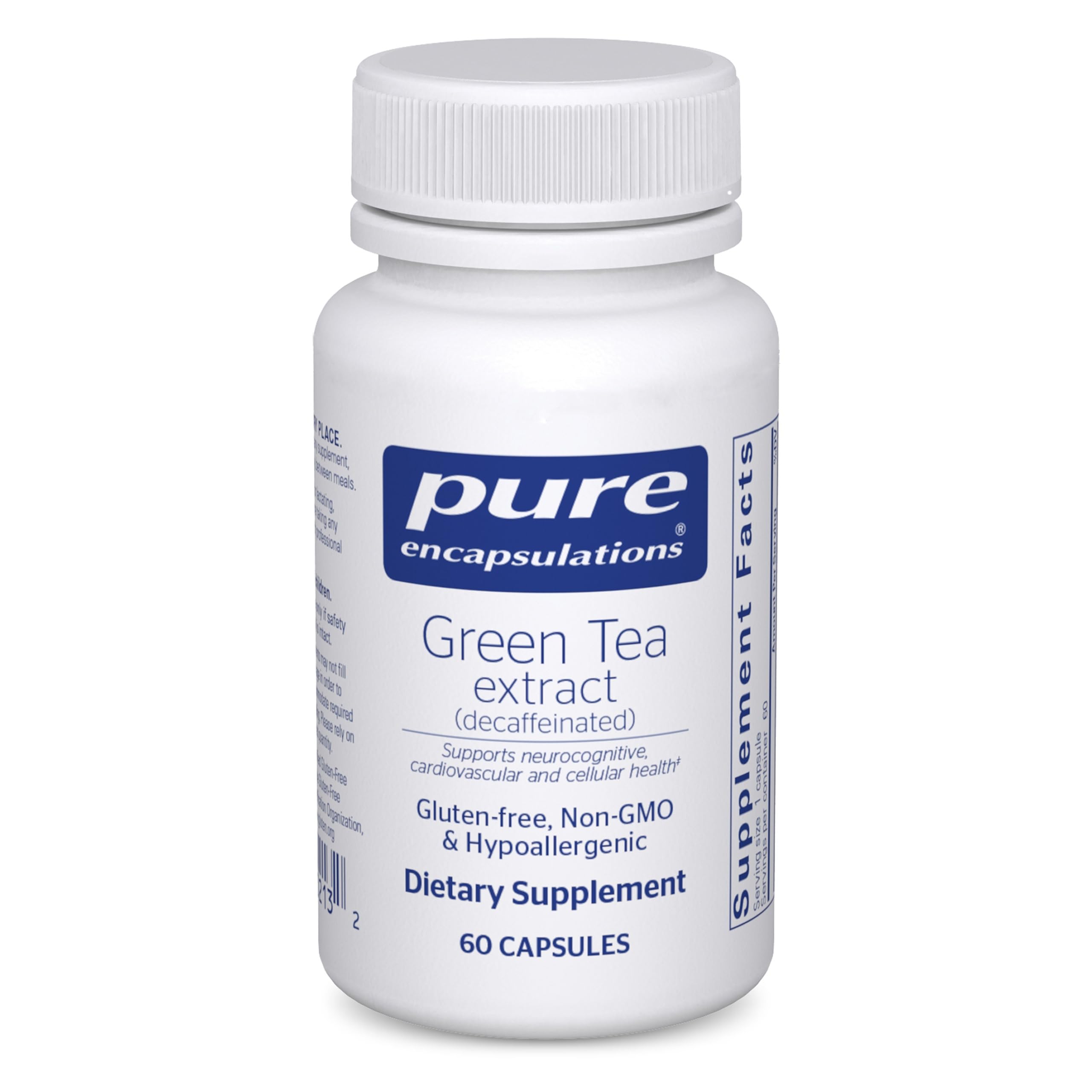 Pure Encapsulations Green Tea Extract (Decaffeinated) bottle label