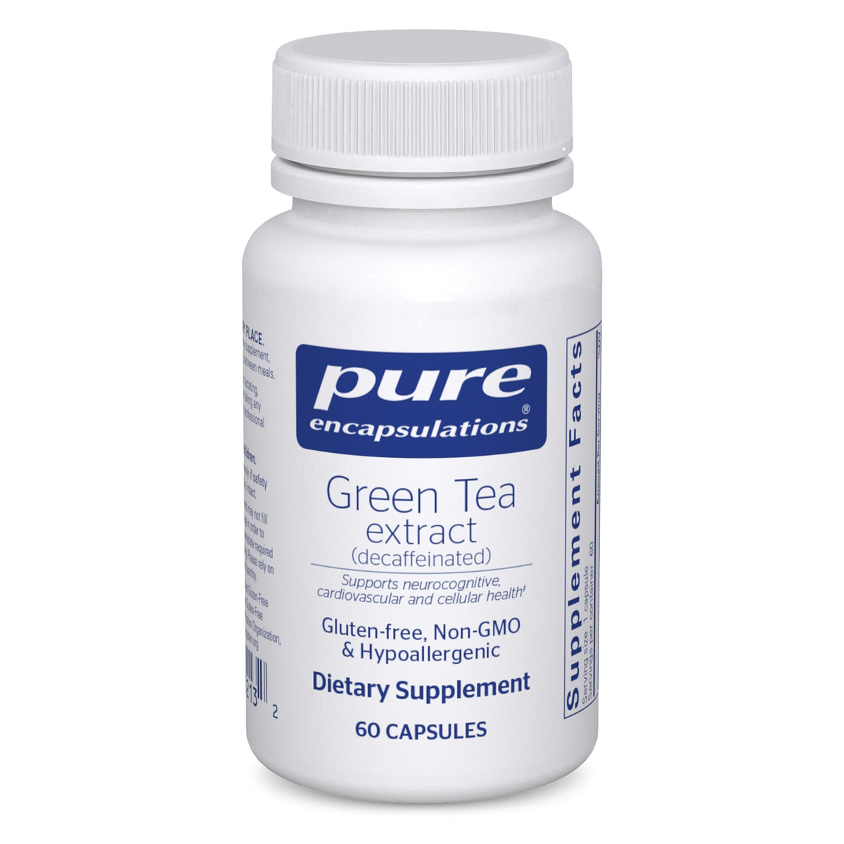 Pure Encapsulations Green Tea Extract (Decaffeinated) bottle label