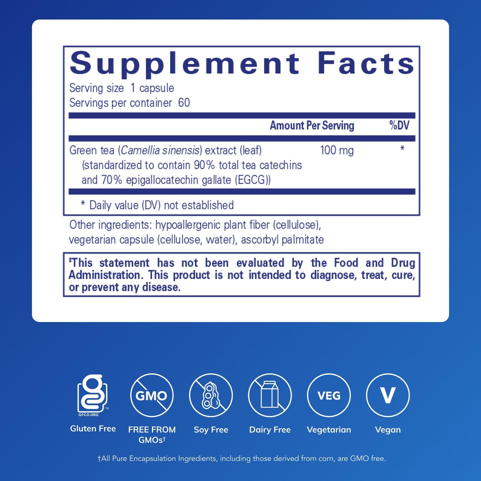 Decaffeinated green tea extract capsules