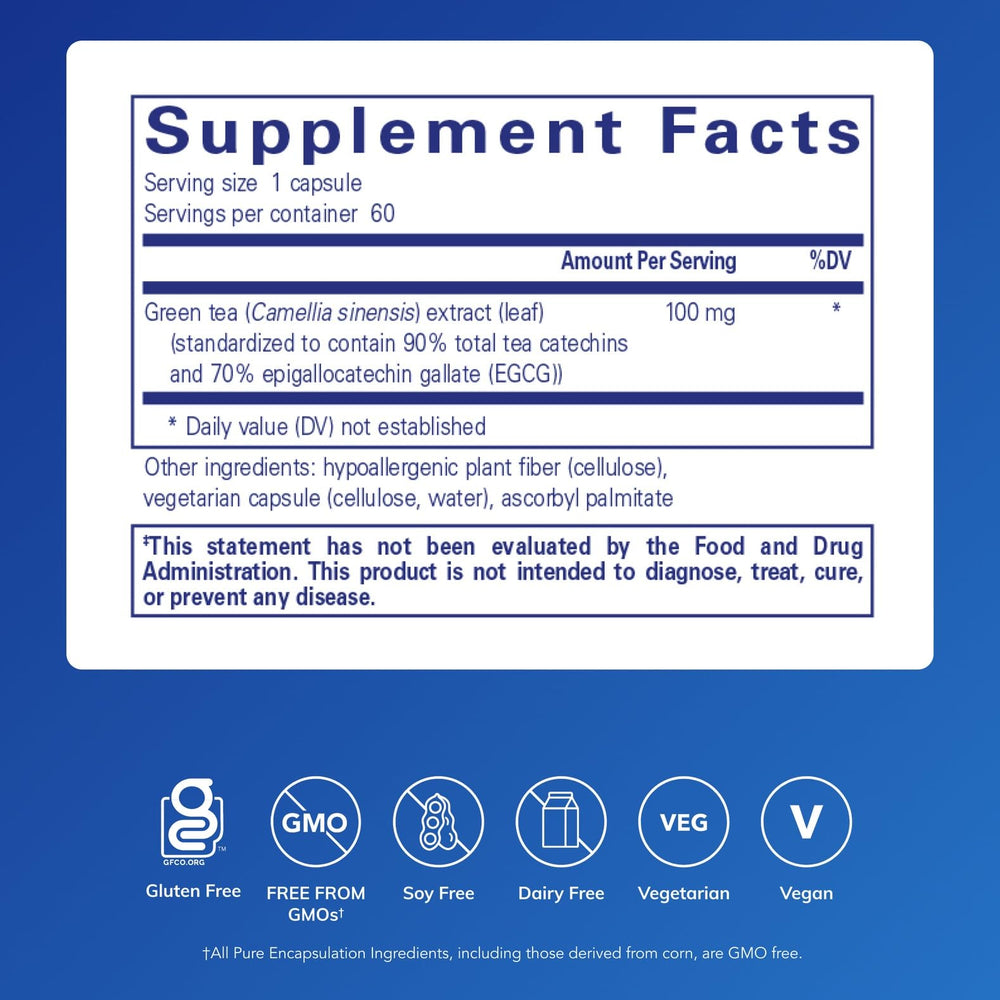 Decaffeinated green tea extract capsules