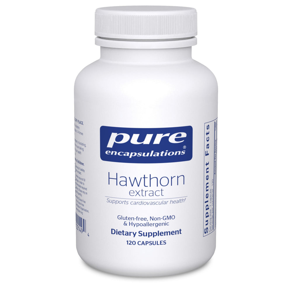 Pure Encapsulations Hawthorn Extract capsules may support cardiovascular wellness.