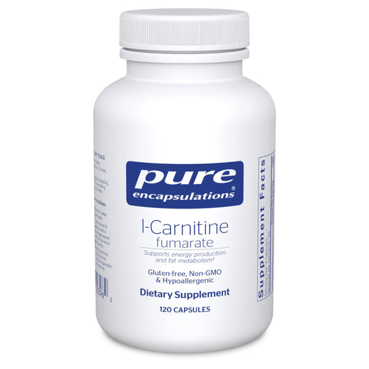 Front bottle view of Pure Encapsulations L-Carnitine Fumarate 120 capsules