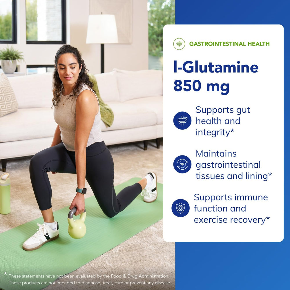 L-Glutamine 850 mg capsules close-up