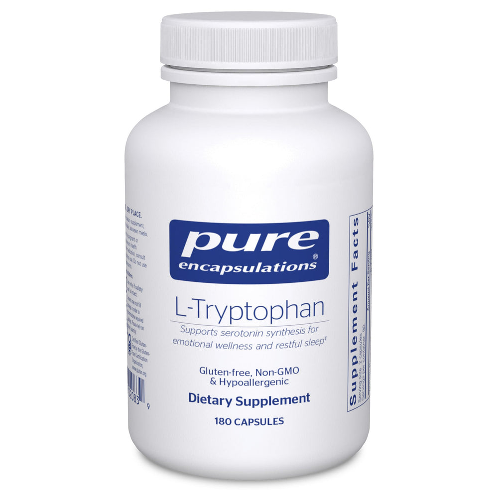 Bottle of Pure Encapsulations L-Tryptophan 180 capsules