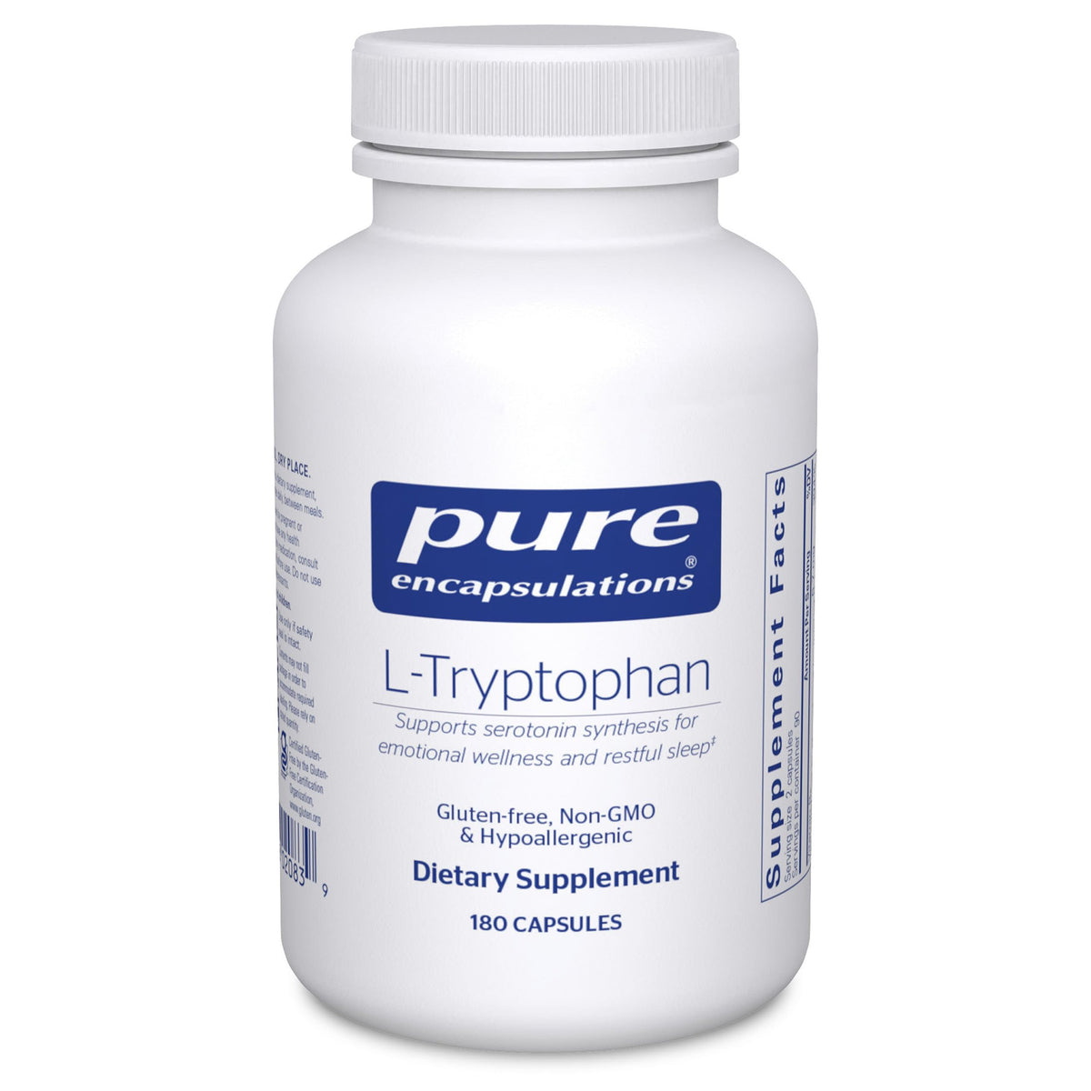 Bottle of Pure Encapsulations L-Tryptophan 180 capsules