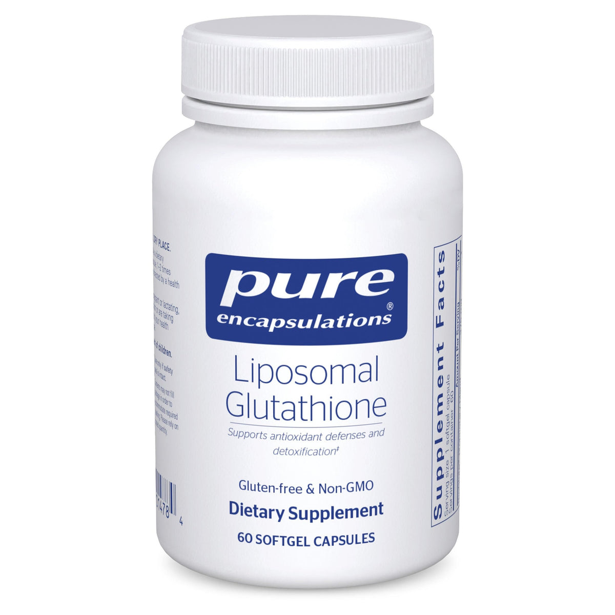 Front view of Pure Encapsulations Liposomal Glutathione bottle