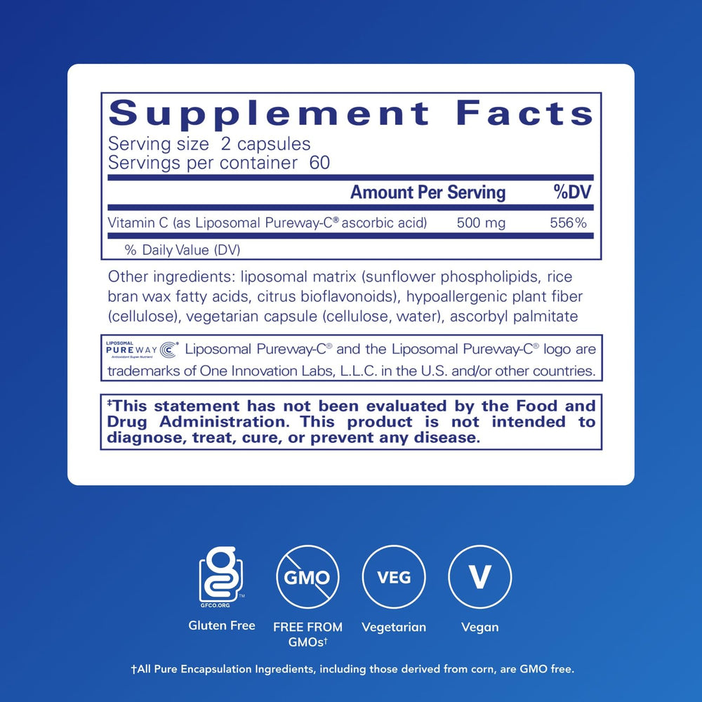 Packaging of Pure Encapsulations Liposomal Vitamin C