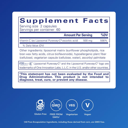 Packaging of Pure Encapsulations Liposomal Vitamin C