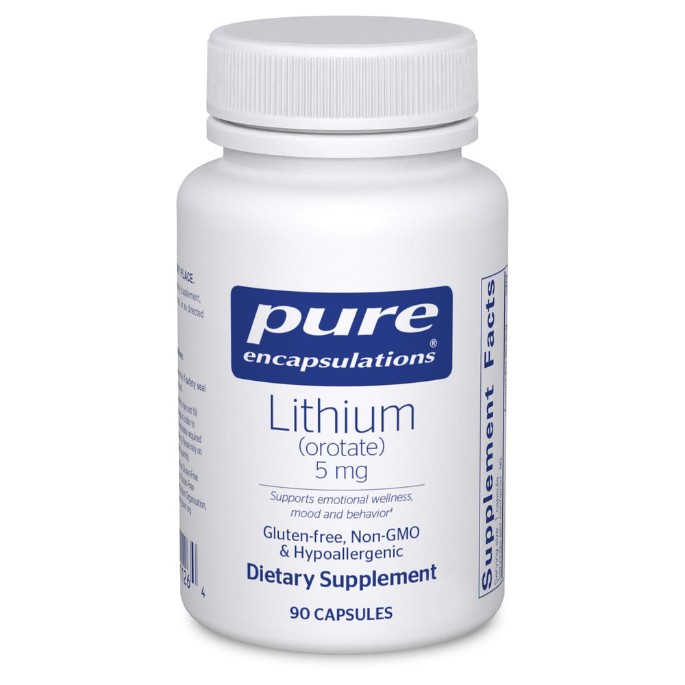 Pure Encapsulations Lithium Orotate 5 mg bottle front view