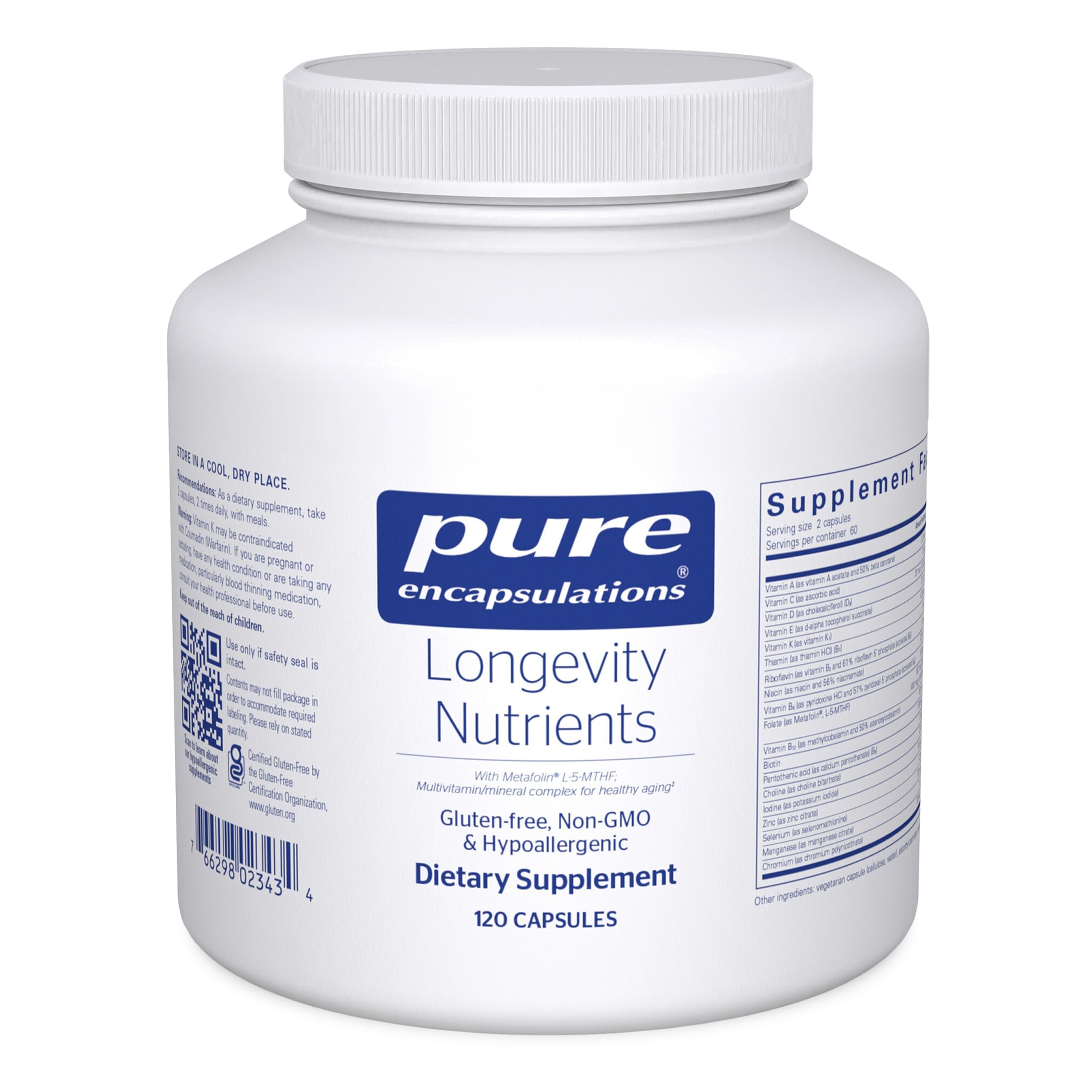 Bottle of Pure Encapsulations Longevity Nutrients 120 capsules