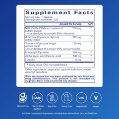 Close-up of LVR Formula bottle label highlighting liver health support