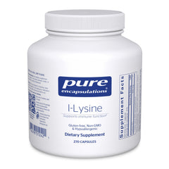 Front view of Pure Encapsulations L-Lysine 270 capsules bottle