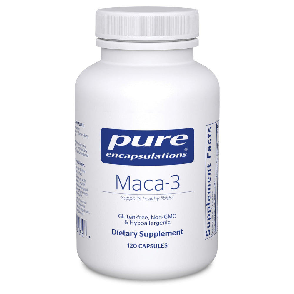 Bottle of Pure Encapsulations Maca-3 with label