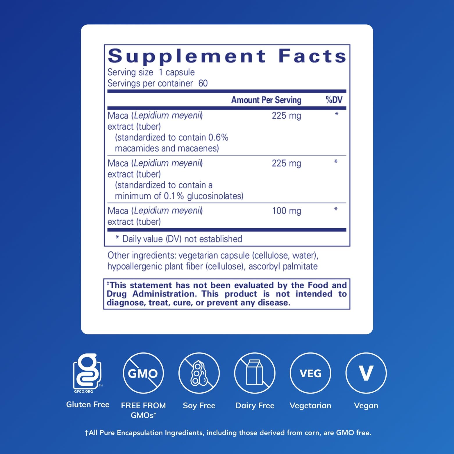 Close-up of Maca-3 capsules highlighting smooth texture for daily use.