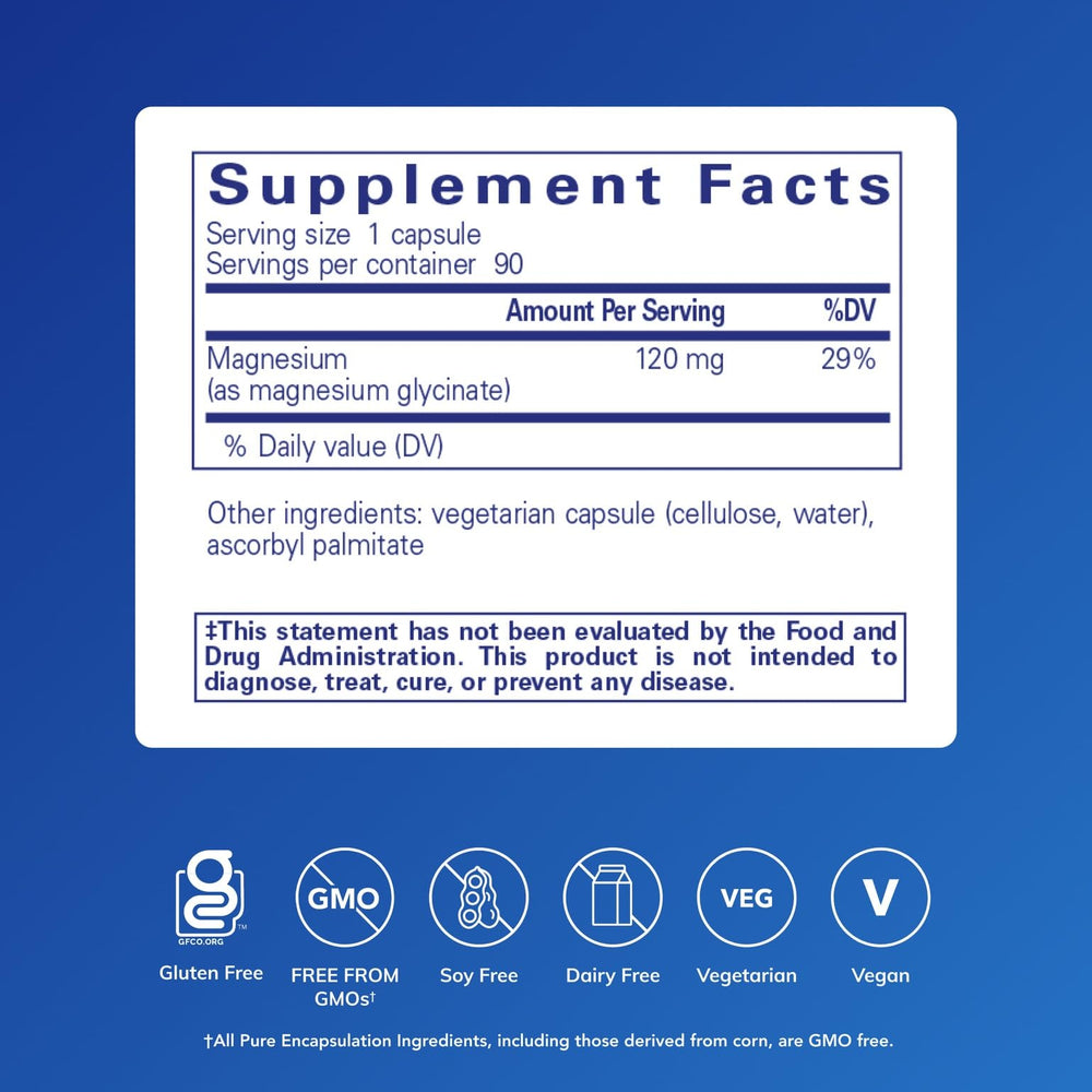Close-up of Magnesium Glycinate bottle label