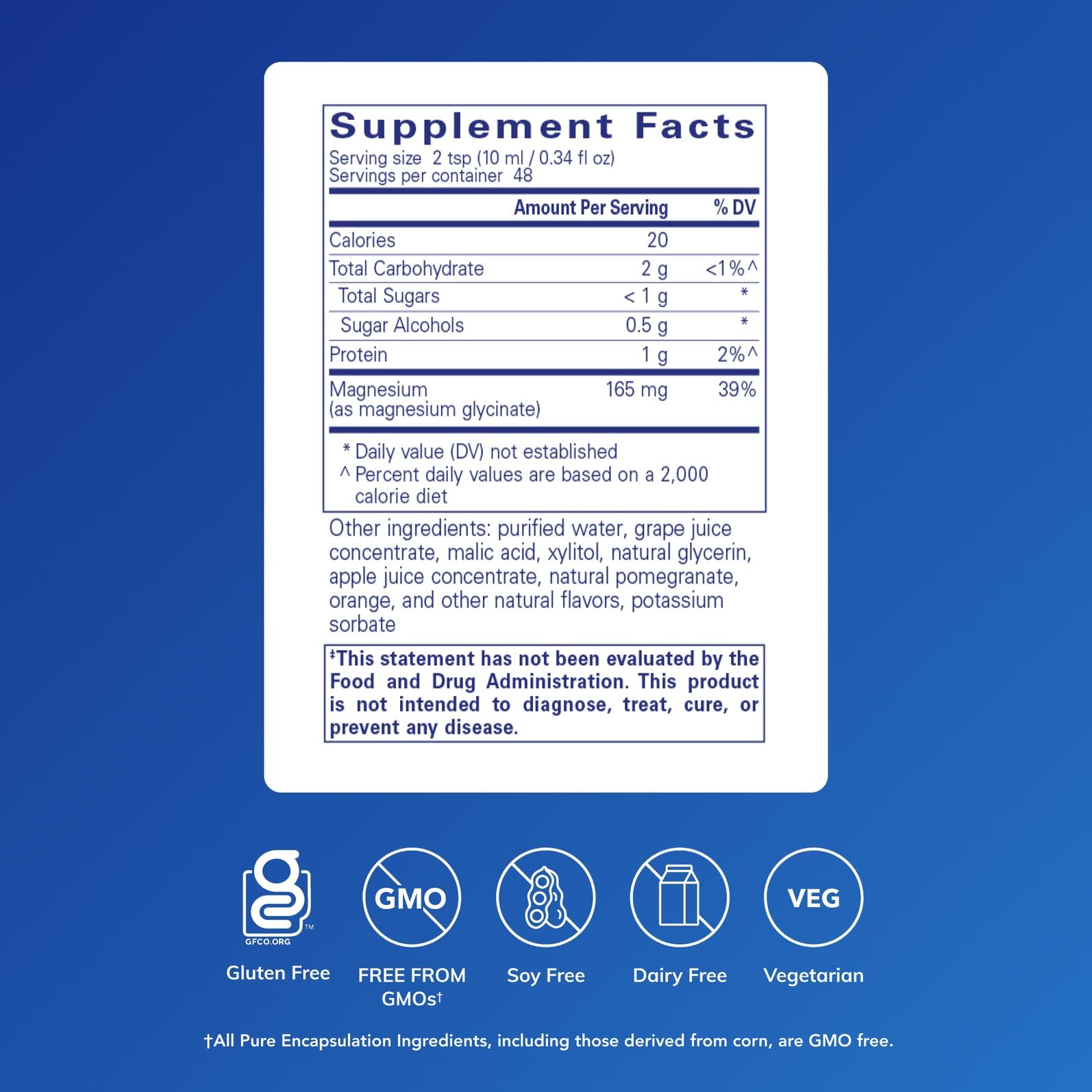 Pure Encapsulations Magnesium Glycinate Liquid being poured for easy dosing.