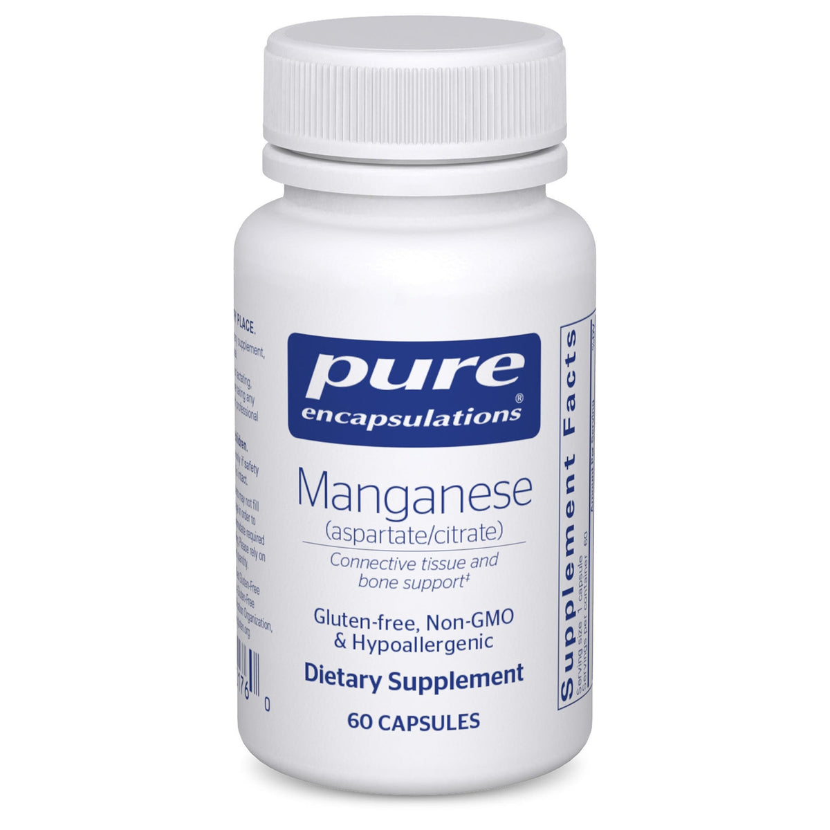 Pure Encapsulations Manganese (Aspartate/Citrate) bottle – front view