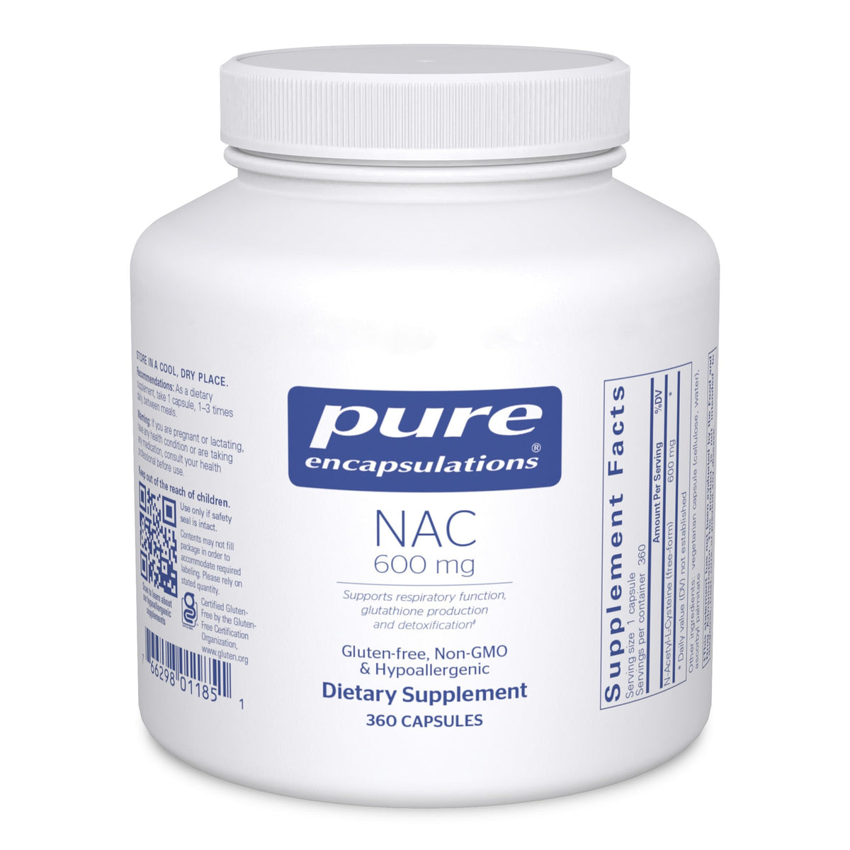 Bottle of Pure Encapsulations NAC 600 mg capsules