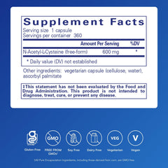 Close-up of NAC 600 mg bottle label
