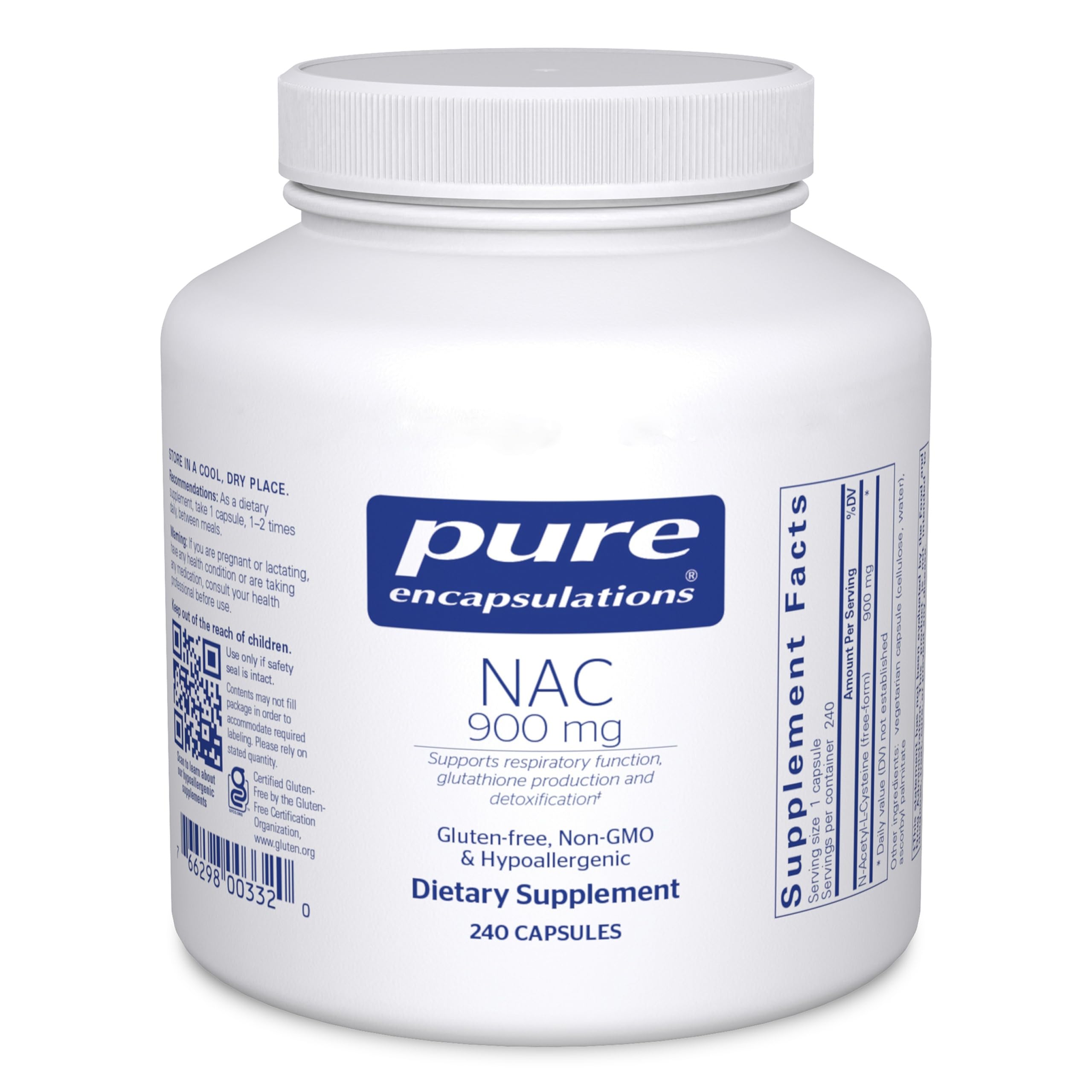 Pure Encapsulations NAC 900 mg bottle ready for daily antioxidant support.