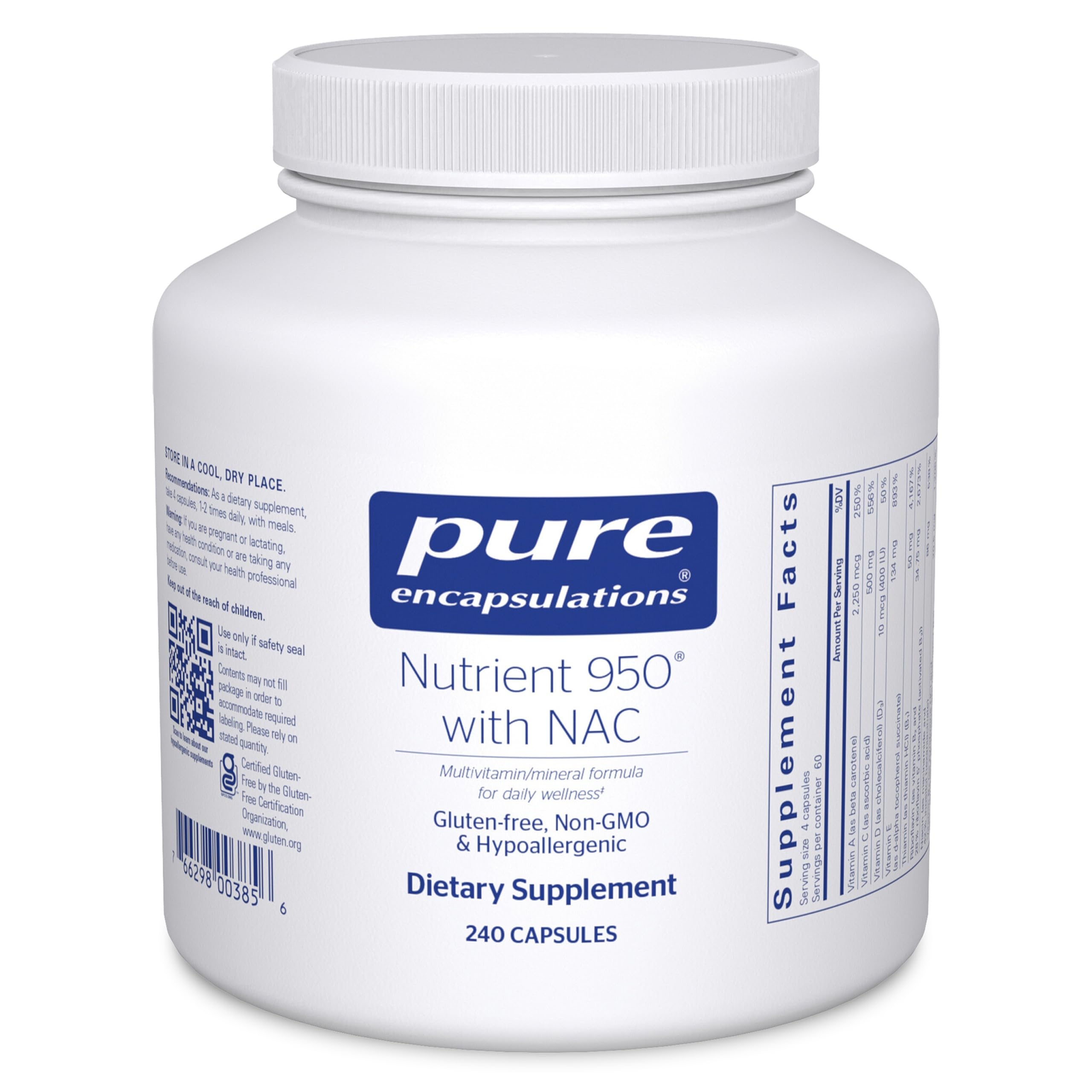 Bottle of Pure Encapsulations Nutrient 950 with NAC