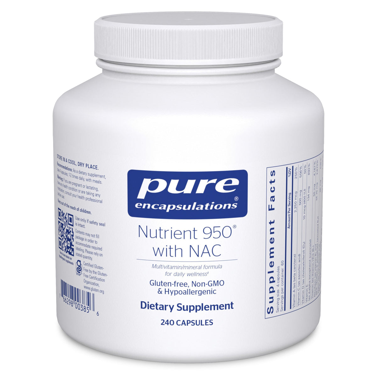 Bottle of Pure Encapsulations Nutrient 950 with NAC