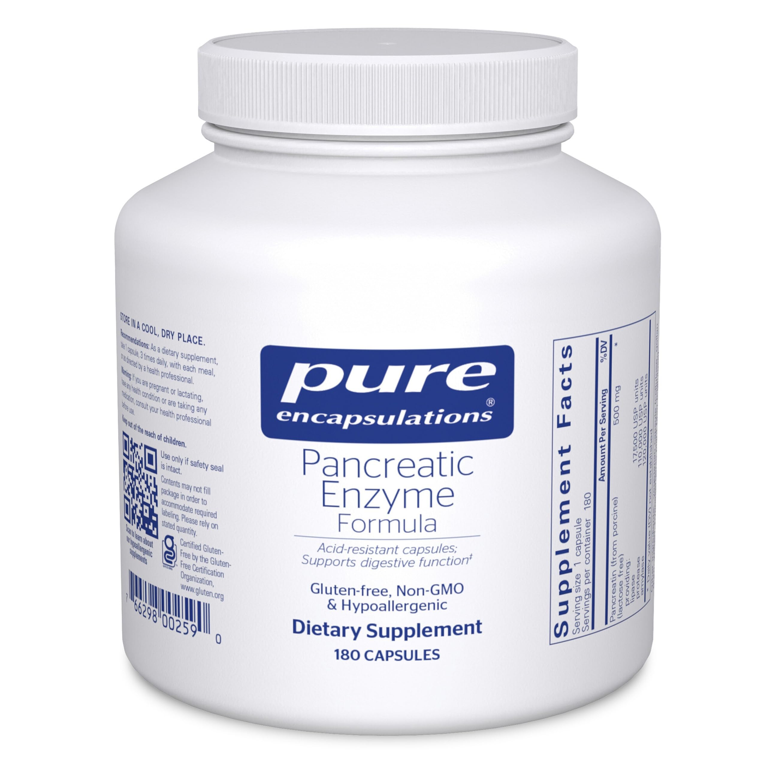 Pure Encapsulations Pancreatic Enzyme Formula bottle with 180 capsules