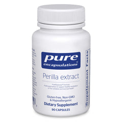 Pure Encapsulations Perilla Extract bottle highlights premium, allergy-friendly supplement.