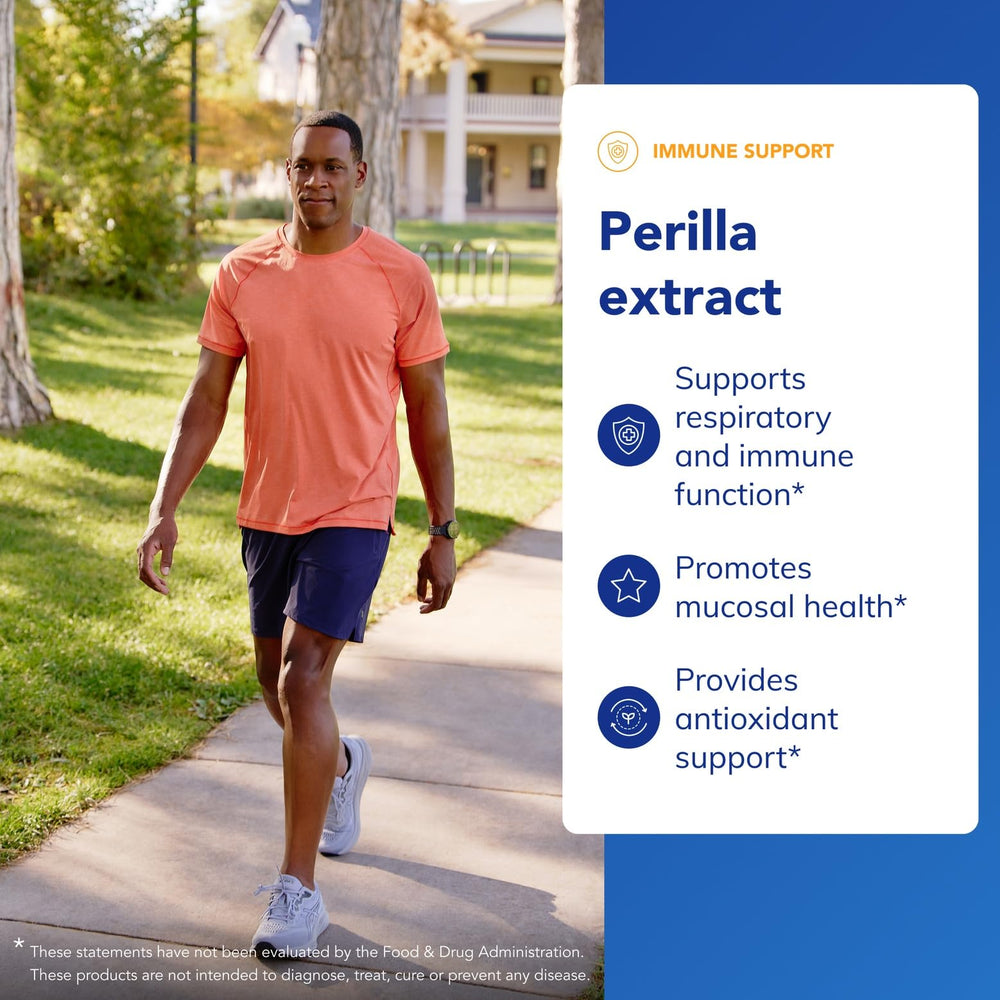 Pure Encapsulations Perilla Extract label shows potency and allergen-free formula.
