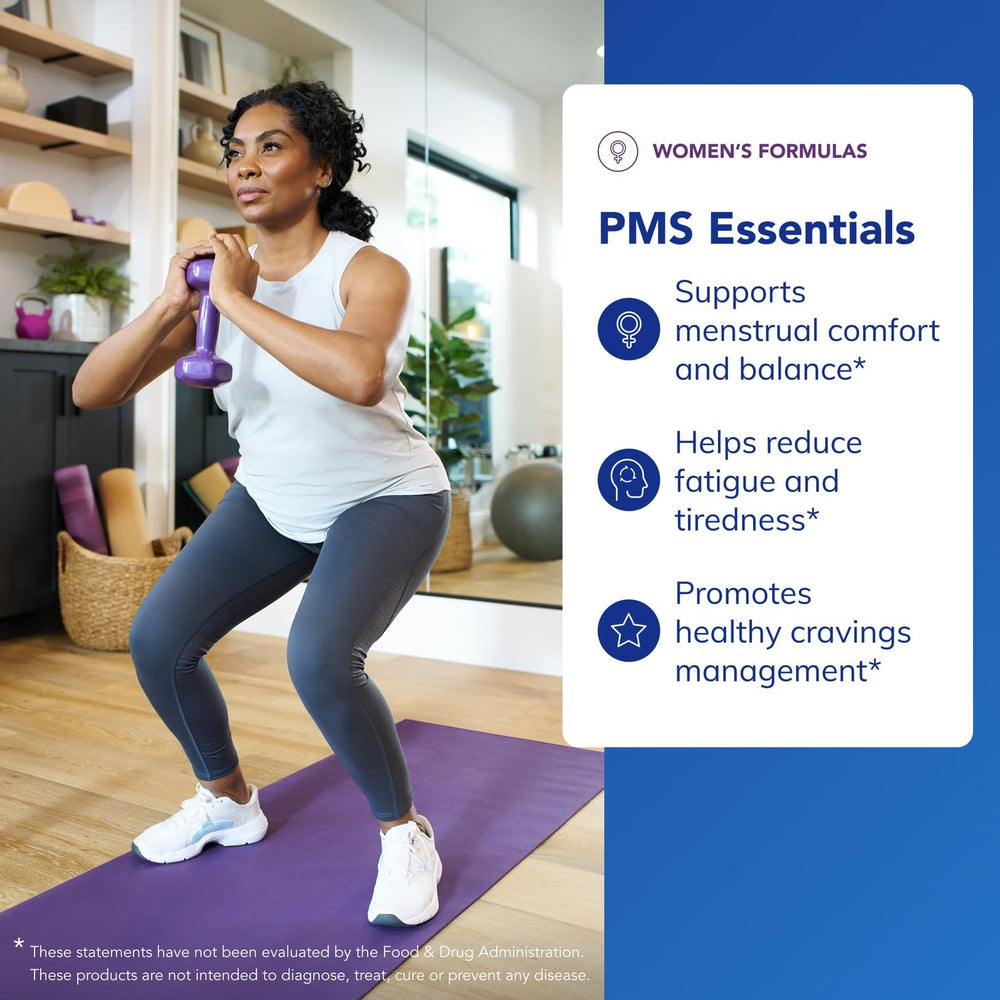 PMS Essentials bottle beside a product card