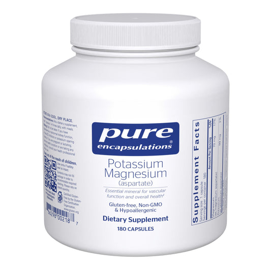 Bottle front label of Pure Encapsulations Potassium Magnesium (Aspartate)