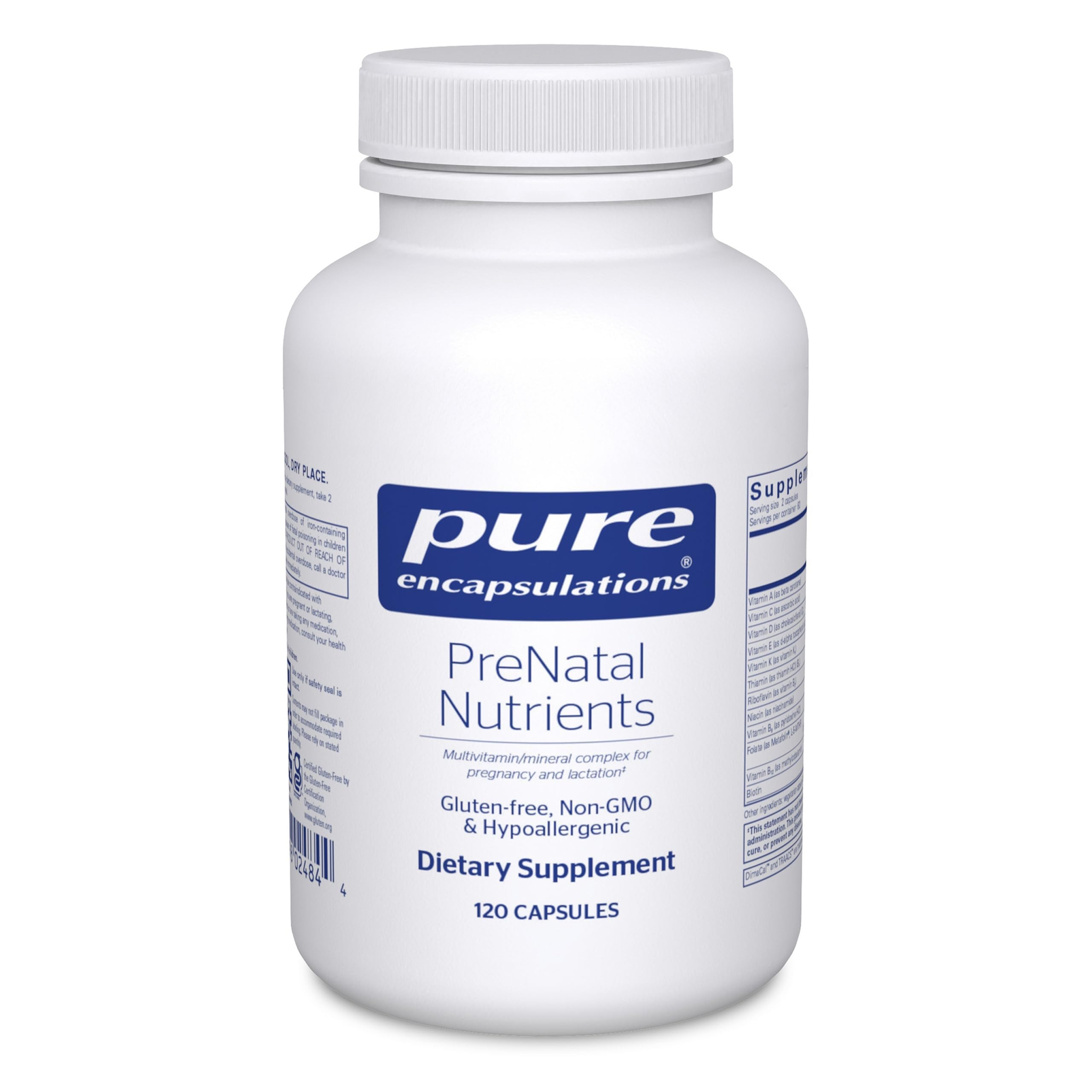 Front view of Pure Encapsulations PreNatal Nutrients bottle