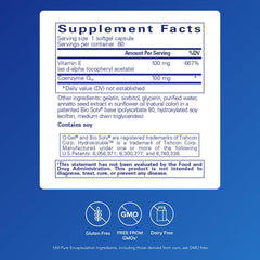 Front view of Pure Encapsulations Q-Gel 100 Hydrosoluble CoQ10 softgels