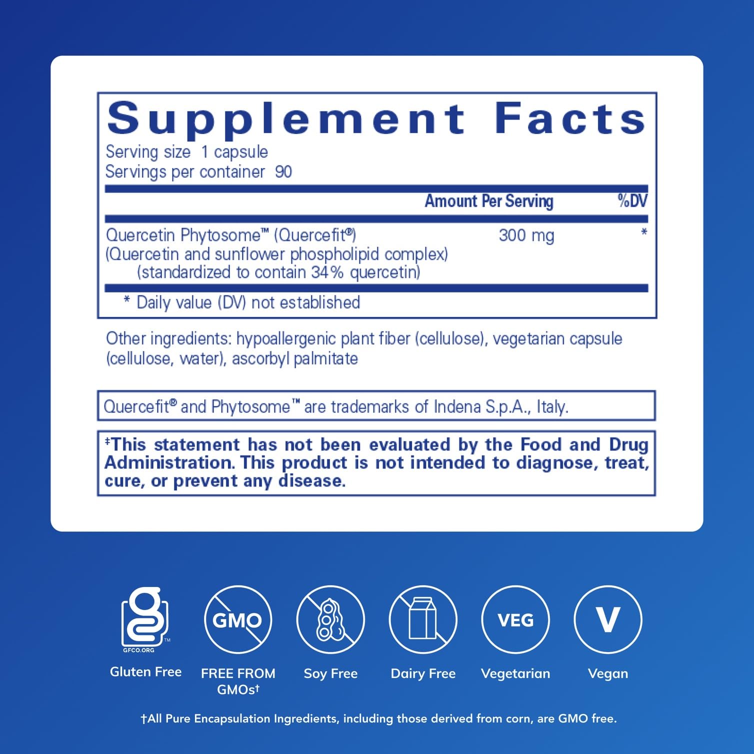 Close-up of Pure Encapsulations Quercetin UltraSorb capsules showing smooth texture