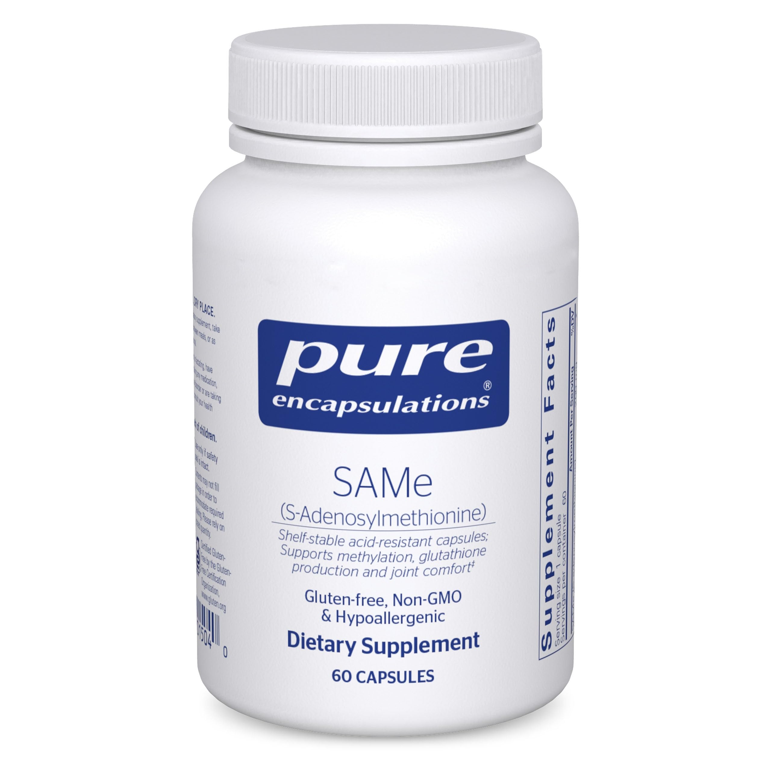 Front view of Pure Encapsulations SAMe S-Adenosylmethionine 180s