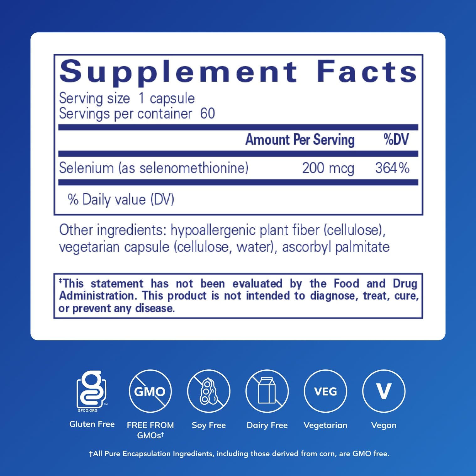 Close-up of Selenium 200 mcg capsule