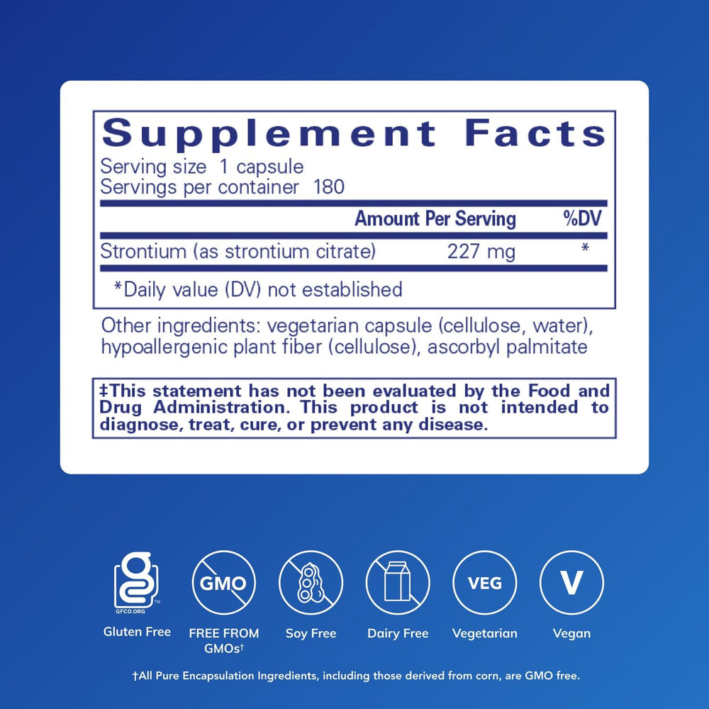 Ingredient label for Pure Encapsulations Strontium (Citrate)